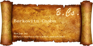 Berkovits Csaba névjegykártya